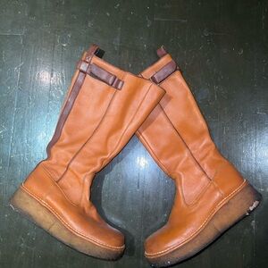 Jean Paul Gaultier Orange and Brown Combat Boots